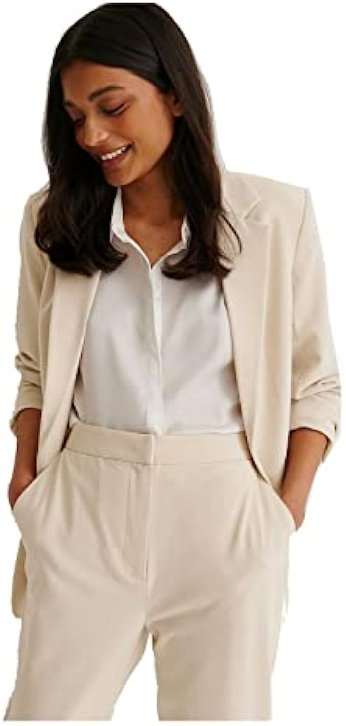 Women&#039;s Blazer Terry Rayon Long Sleeve Regular Fit Suit Jacket Work Office Business Lightweight Casual Sport Coat