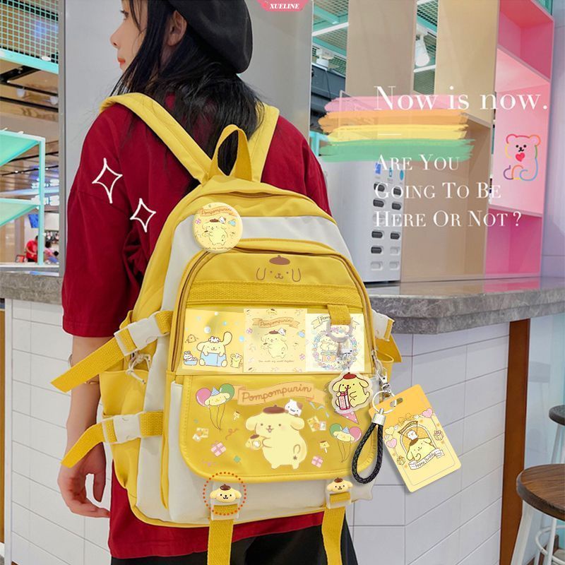 Anime Sanrio PompomPurin  Backpack Children Girl Boy Black Blue Schoolbag Kawaii Student School Bag Computer Large Gift     [WOW]