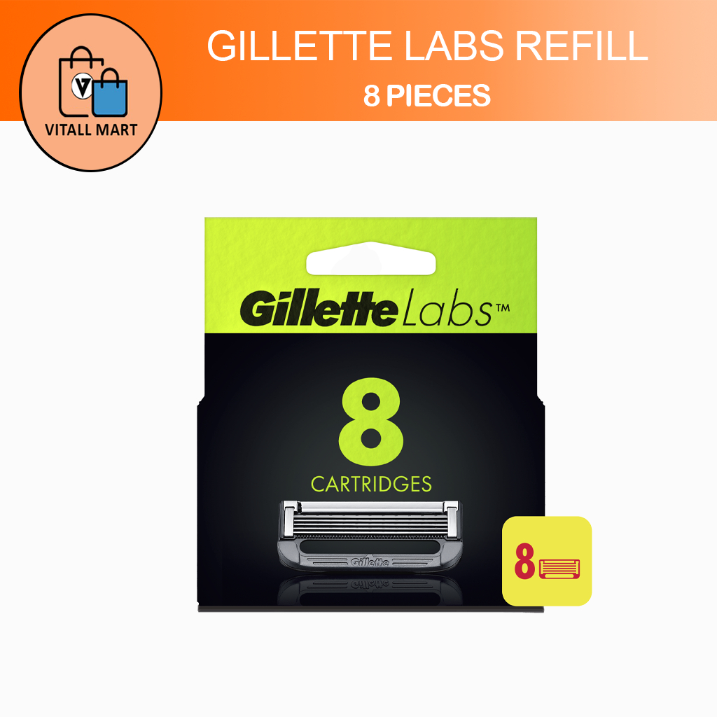 Gillette Labs Refills for Exfoliating Razor and Heated Razor 8 Razor Blade Refills / Cartridges