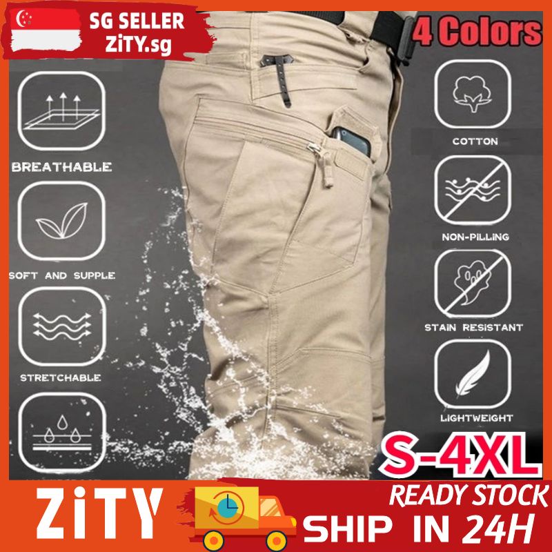 ?ZiTY?IX7 S-4XL Tactical Pants Waterproof Slim Fit Multi Pockets Anti-stain Tactical Black Cargo Pants Men Military Tactical Cargo Pants Outdoor Men&#039;s Training Pants